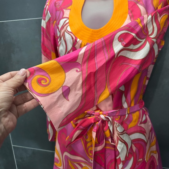 Trina Turk x Banana Republic Pink Orange Swirl Long Sleeve Shift Dress Small - Picture 6 of 13